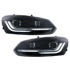 Μπροστινά Φανάρια Set Για Vw Polo 6R/6C 09-17 DRL New Design & Dynamic Φλας H7 Με Μοτέρ Carner