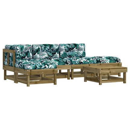 vidaXL Σαλόνι Κήπου Σετ 6 τεμ από Εμποτισμένο Ξύλο Πεύκου με Μαξιλάρια-thumb-1