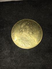 Αντικες:Νομισματα-4 δουκατα νομισμα(Ντουμπλα)  της αυστροουγγρικής  αυτοκρατορίας πιστό    αντιγραφο ένα προς  ένα επιχρυσο 23ct micro. 