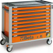 BETA BW 2400S XLO9/E-XL  Τρόλεϊ με 9 συρτάρια, με συλλογή 487 εργαλείων, με σύστημα κατά ανατροπής, μακρύ, πορτοκαλί