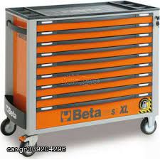 BETA BW 2400S XLO9/E-XL  Τρόλεϊ με 9 συρτάρια, με συλλογή 487 εργαλείων, με σύστημα κατά ανατροπής, μακρύ, πορτοκαλί