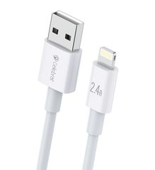 ΚΑΛΩΔΙΟ ΦΟΡΤΙΣΗΣ ΚΑΙ ΜΕΤΑΦΟΡΑΣ ΔΕΔΟΜΕΝΩΝ LIGHTNING 120cm ΛΕΥΚΟ CELEBRAT CB-24L