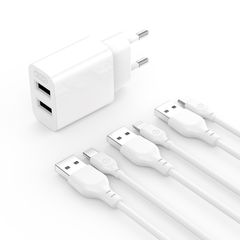 XO L109 EU Dual USB-A 2.4A Charger with lightning cable