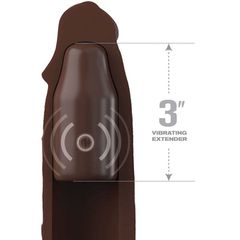 Fantasy X-tensions Elite - 3" Vibrating Mega X-tension with Remote - Brown