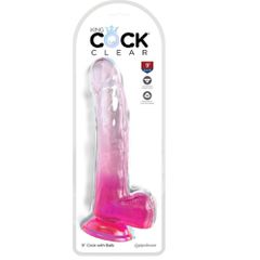 King Cock Clear 9" with Balls - Pink