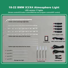 DIQ AMBIENT BMW X3-X4 (G01) mod.2018 (Digital iQ Ambient Light BMW X3 - X4 mod.2018, 17 Lights, 11 Colors)