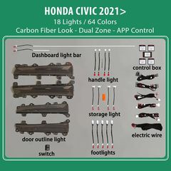 DIQ AMBIENT HONDA CIVIC mod.2021 (Digital iQ Ambient Light Honda Civic mod. 2021, 18 Lights)