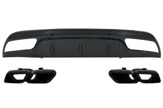 ΠΙΣΩ ΣΠΟΙΛΕΡ MERCEDES C-Class W205 S205 (2014-2020) with Exhaust Muffler Tips C63 AMG Design Only for Sport Pack Black Edition