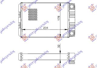 Ψυγείο Καλοριφέρ (B) +/-ΑC (235x178) / MERCEDES C CLASS (W203) Sedan/Station wagon 00-03 / 2038300161 - 1 Τεμ