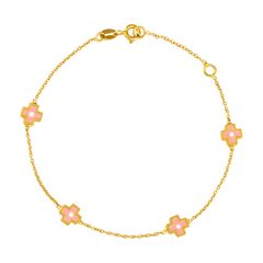 ΠΑΙΔΙΚΟ ΒΡΑΧΙΟΛΙ ΡΟΖ ΣΤΑΥΡΟΥΔΑΚΙ Χρυσός 14 καρατίων