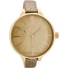 OOZOO Timepieces Three Hands Rose Gold Metal Leather Strap C7973