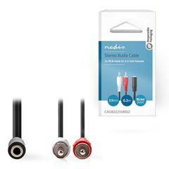 Καλώδιο 2x RCA αρσ - 1x 3,5mm θηλ., 0,2 m σε συσκευασία blister. - NEDIS CAGB22255BK02