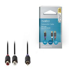 Καλώδιο ήχου από RCA αρσ. σε - 2 x RCA θηλ. 0.20m, σε ανθρακί χρώμα. - NEDIS CABW24010AT02