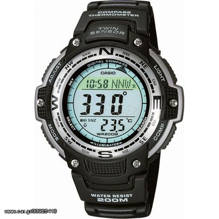 CASIO Sport Black Rubber Strap SGW-100-1VEF Ανοξείδωτο Ατσάλι