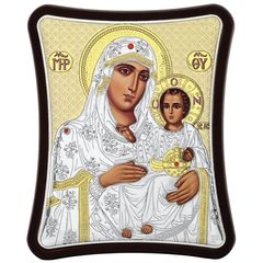 ΑΣΗΜΕΝΙΑ ΕΙΚΟΝΑ ΠΑΝΑΓΙΑ Η ΙΕΡΟΣΟΛΥΜΙΤΙΣΣΑ MA-E1402-1XG  Ασήμι 925 επιπλατινωμένο