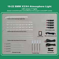 MEGASOUND - DIQ AMBIENT BMW X3-X4 (G01) mod.2018> (Digital iQ Ambient Light BMW X3 - X4 mod.2018>, 17 Lights, 11 Colors)