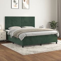 ΚΡΕΒΑΤΙ BOXSPRING ΜΕ ΣΤΡΩΜΑ ΣΚΟΥΡΟ ΠΡΑΣΙΝΟ 160X200ΕΚ. ΒΕΛΟΥΔΙΝΟ 3143094