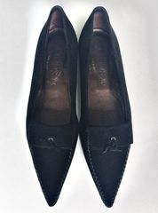 TOD'S Μαύρα Δερμάτινα Suede Flat Μοκασίνια - Black Suede Leather Pointed Flats - Size 38.5