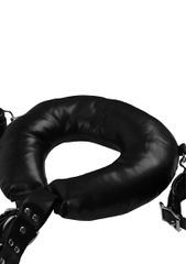 Ouch Padded Thigh Sling with Hand Cuffs - Black-thumb-10
