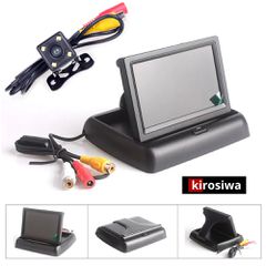 Kirosiwa οθόνη 4.3″ ιντσών μαζί με κάμερα οπισθοπορείας για το ταμπλό του αυτοκινήτου (camera αναδιπλούμενη αμάξι όπισθεν παρκάρισμα ειδική αδιάβροχη TFT LED Android 1 DIN 2 DIN έγχρωμη παρκαρίσματος