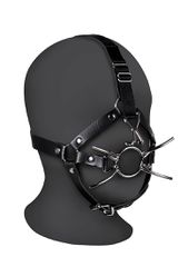 Ouch Head Harness with Spider Gag and Nose Hooks - Black