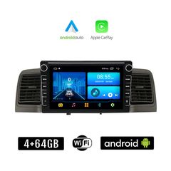 TOYOTA COROLLA (2000 - 2007) Android οθόνη αυτοκίνητου 4+64GB με GPS WI-FI με αεραγωγούς (ηχοσύστημα αφής 8" ιντσών 4GB CarPlay Android Auto Car Play Youtube Playstore MP3 USB Radio Bluetooth Mir