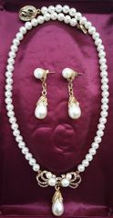 DEBENHAMS Vintage Faux Pearl Necklace & Earrings Set