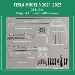 MEGASOUND - DIQ AMBIENT TESLA MODEL 3 mod.2021-2022 (Digital iQ Ambient Light Tesla Model 3 mod.2021-2022, 23 Lights)