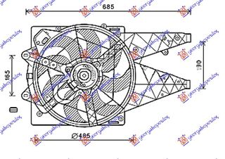 Βεντιλατέρ Ψυγείου Κομπλέ 1.3-1.6-2.0 JTD(-AC) / FIAT DOBLO 15- / 51821155 - 1 Τεμ