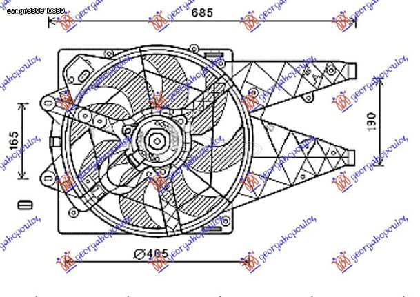 Βεντιλατέρ Ψυγείου Κομπλέ 1.3-1.6-2.0 JTD(-AC) / FIAT DOBLO 15- / 51821155 - 1 Τεμ