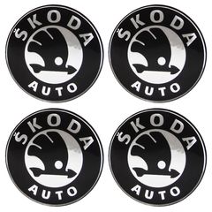 Αυτοκόλλητα Κέντρου Ζαντών Skoda Από Σμάλτο 56mm Set 4 Τεμάχια Race Axion