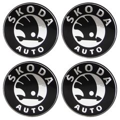 Αυτοκόλλητα Κέντρου Ζαντών Skoda Από Σμάλτο 56mm Set 4 Τεμάχια Race Axion