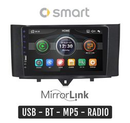 SMART 451 (2010-2015) 9" ιντσών multimedia οθόνη αφής (USB, MP3, MP5, Bluetooth, FORTWO, Mirrorlink, ηχοσύστημα αυτοκινήτου, εργοστασιακή, Ελληνικό μενού, 4x60W)