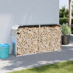 Ξυλοθήκη Ασημί 180x45x100 εκ. από Γαλβανισμένο Ατσάλι 364594