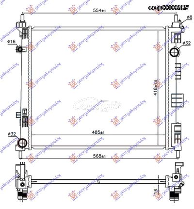 ΨΥΓΕΙΟ ΝΕΡΟΥ 1.5 dCi ΠΕΤΡΕΛΑΙΟ -13 (485x418x16) (KOYO) για NISSAN NV 200/EVALIA 09-