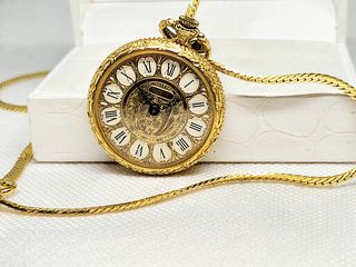 Γυναικείο vintage κουρδιστό ρολόι τσέπης VENUS με ασημένια 900 επίχρυση αλυσίδα Α90016 ΤΙΜΗ 345 ΕΥΡΩ
