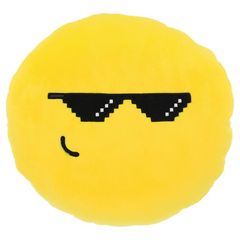 Μαξιλαράκι Αυτοκινητου Διακοσμητικό Στρογγυλό Ø28cm Happy Confort Cool Emoji Κίτρινο 1 Τεμάχιο