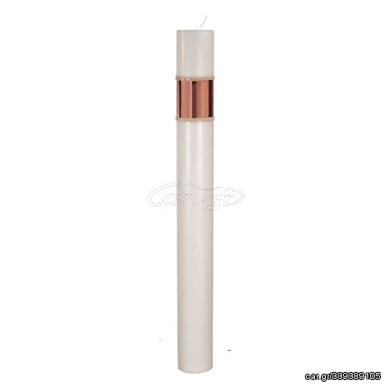 Λαμπάδα Γάμου Κούφιο Κερί Με Aλουμίνιο Rose God 15x140cm NK016 (2ΤΜΧ.) Λευκό Χωρίς Βάση