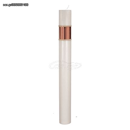 Λαμπάδα Γάμου Κούφιο Κερί Με Aλουμίνιο Rose God 15x140cm NK016 (2ΤΜΧ.) Εκρου Με Βάση