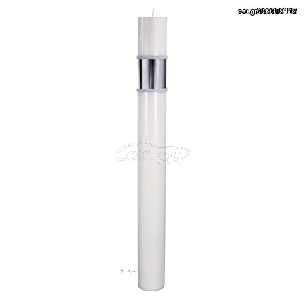 Λαμπάδα Γάμου Κούφιο Κερί Με Aλουμίνιο Ασημι 15x140cm NK017 (2ΤΜΧ.) Λευκό Με Βάση