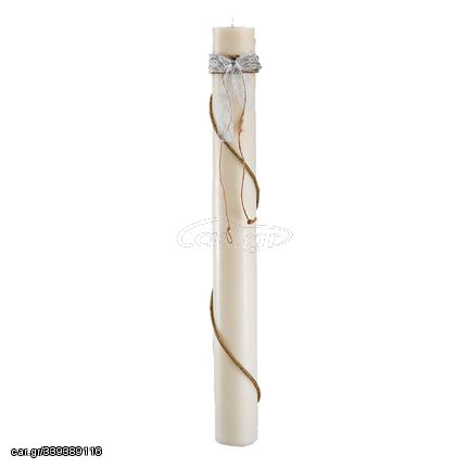Λαμπάδα Γάμου Κούφιο Κερί Με Γιούτα Και Δαντέλα 15x140cm NK018 (2ΤΜΧ.) Λευκό Με Βάση