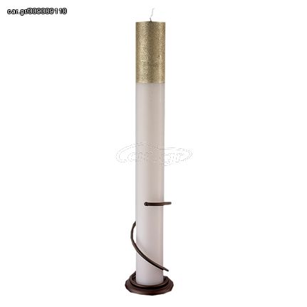 Λαμπάδα Γάμου Κούφιο Κερί Με Glitter Χρυσό 15x140cm NK019 (2ΤΜΧ.) Λευκό Χωρίς Βάση
