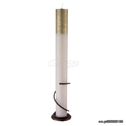 Λαμπάδα Γάμου Κούφιο Κερί Με Glitter Χρυσό 15x140cm NK019 (2ΤΜΧ.) Εκρου Χωρίς Βάση