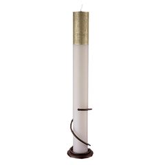 Λαμπάδα Γάμου Κούφιο Κερί Με Glitter Χρυσό 15x140cm NK019 (2ΤΜΧ.) Λευκό Με Βάση