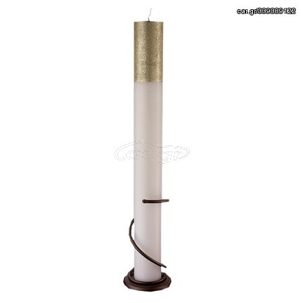 Λαμπάδα Γάμου Κούφιο Κερί Με Glitter Χρυσό 15x140cm NK019 (2ΤΜΧ.) Εκρου Με Βάση
