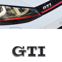 Σήμα Μεταλλικό Μπροστινής Μάσκας GTI Μαύρο 8cm x 2,5cm 1 Τεμάχιο / MS324