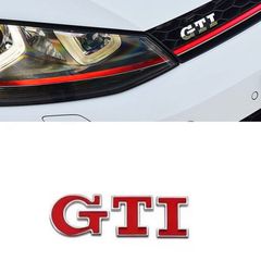 Σήμα Μεταλλικό Μπροστινής Μάσκας GTI Κόκκινο 8cm x 2,5cm 1 Τεμάχιο / MS326