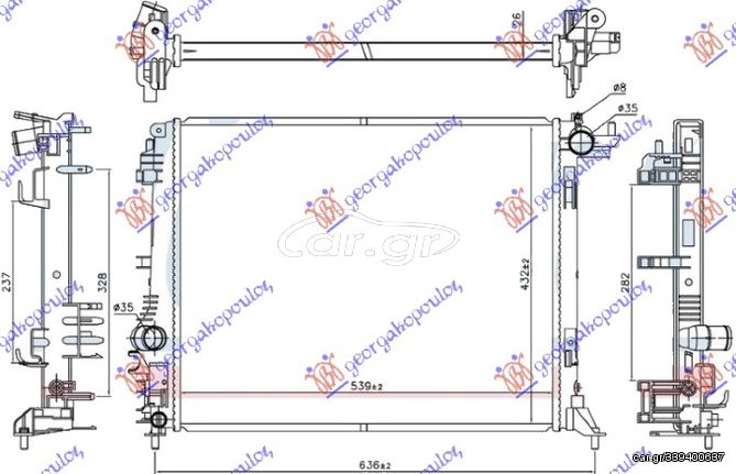 Ψυγείο 1.2 TCE Βενζίνη Αυτόματο - 1.5 TDCi Πετρέλαιο (WITH HYBRID ASSIST 2) (540x440x26) / RENAULT MEGANE H/B-Station wagon 15-19 / 214105169R - 1 Τεμ