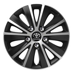 Τάσια Τροχών Αυτοκινήτου Versaco Rapide NC Μαύρο/Χρώμιο - Με Ασημί Μπουλόνια - 15" με σήμα Toyota 4 Τεμάχια