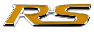 Αυτοκόλλητο Σήμα Μεταλλικό RS 9cm X 2.4cm Κίτρινο - Χρώμιο